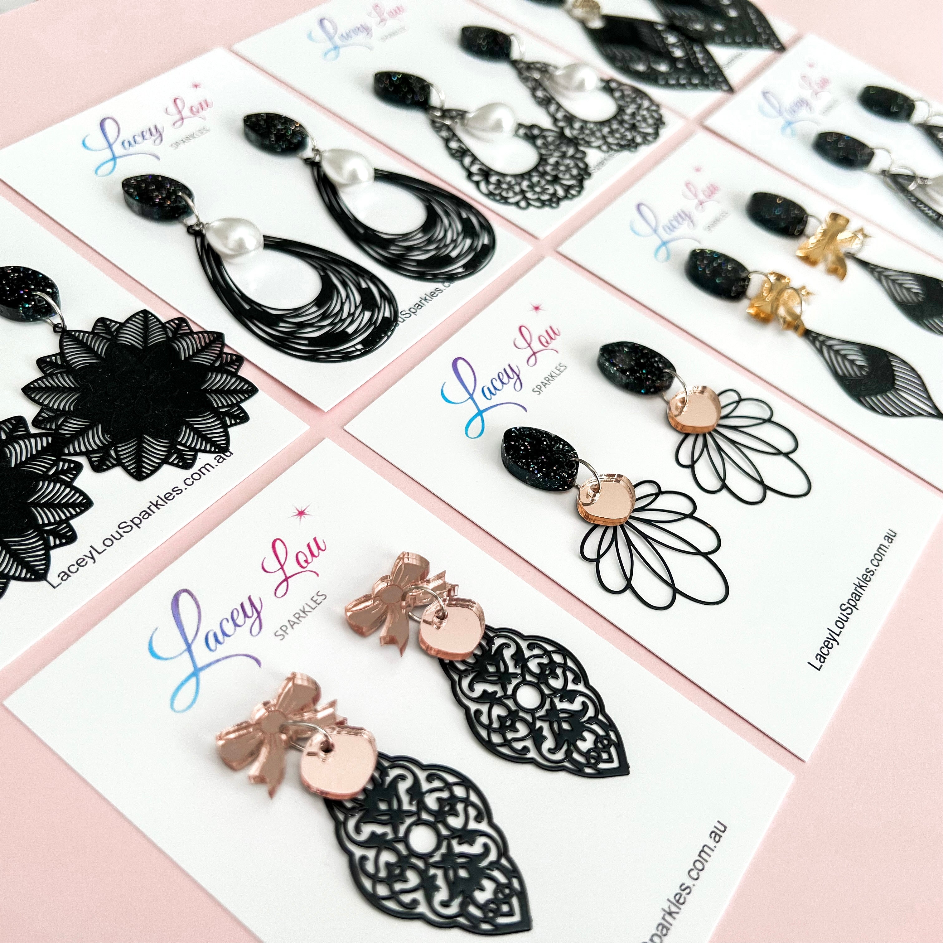 Black lace deals earrings