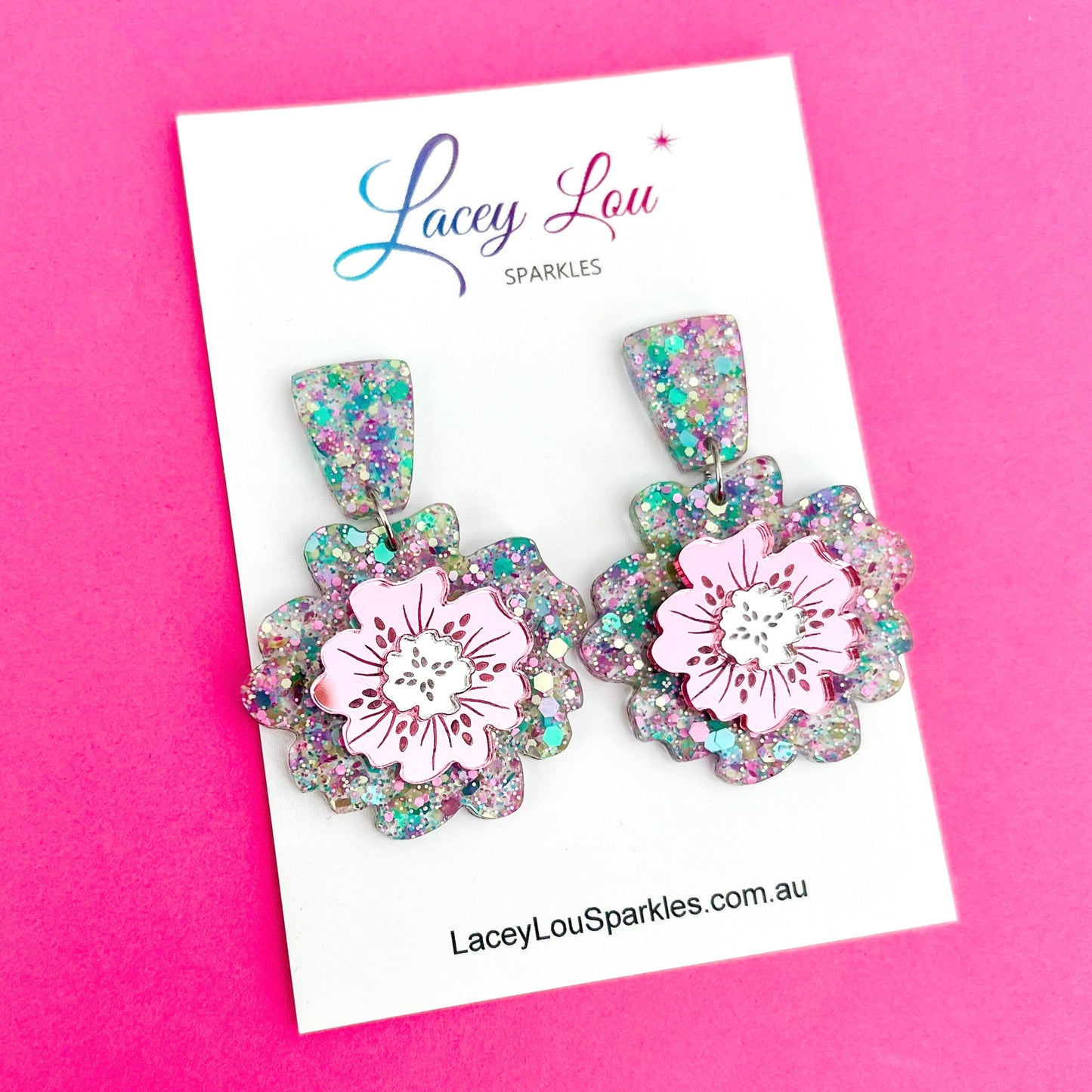 Spring Bling Statement Flower Earrings - Pastel
