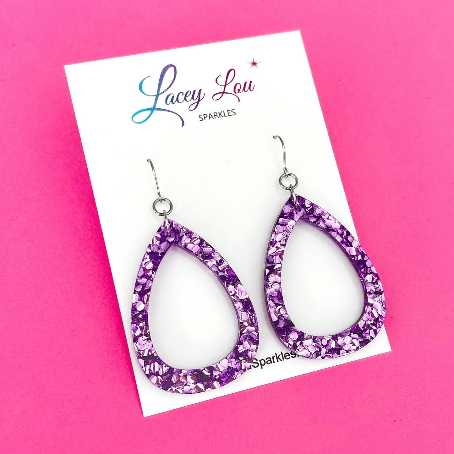 “Wendy” Purple Teardrop Acrylic Dangle Earrings