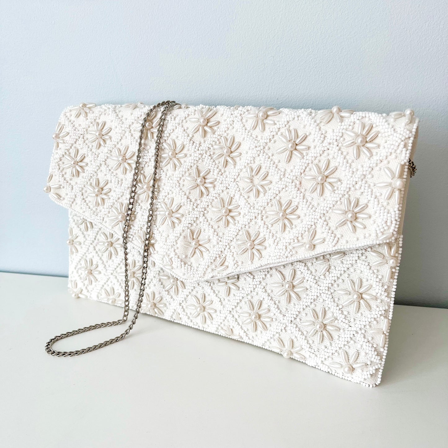 Luxe Pearl Beaded Clutch Bag
