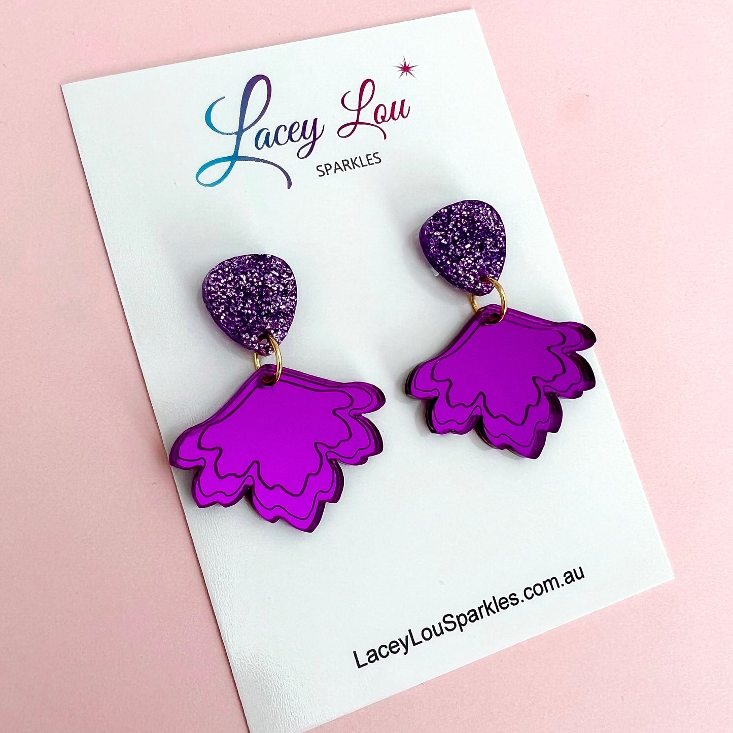 Purple Mirror Flower Dangles