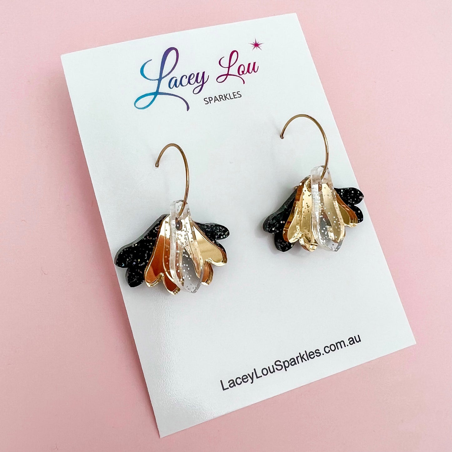 Layered Bloom Hoops - Gold & Black