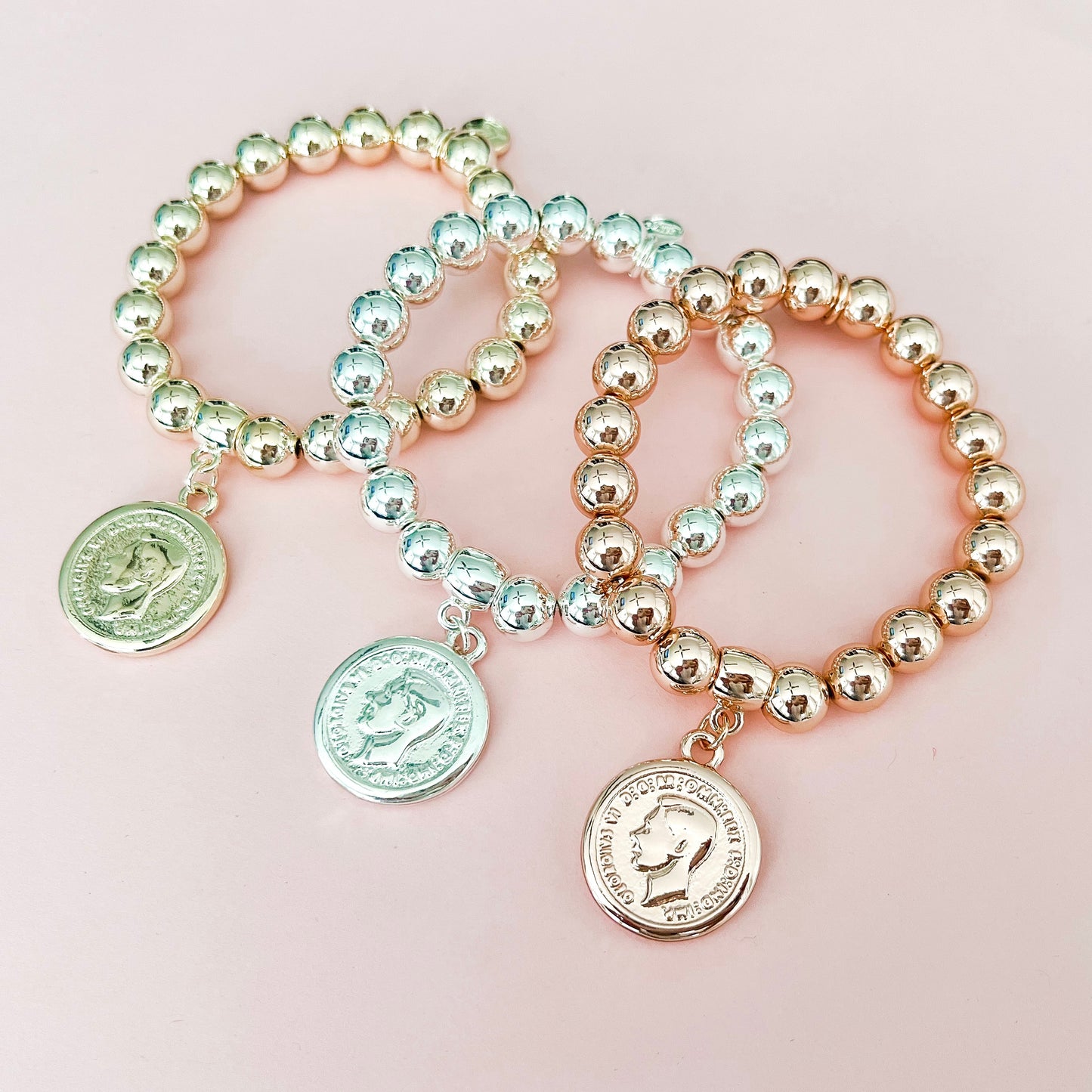 Melissa Stretchy Metal Bracelet with Coin Pendant