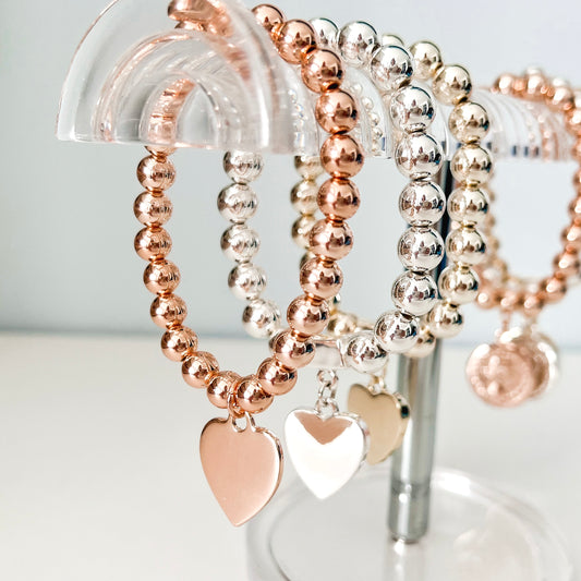 Melissa Stretchy Metal Bracelet with Heart Pendant