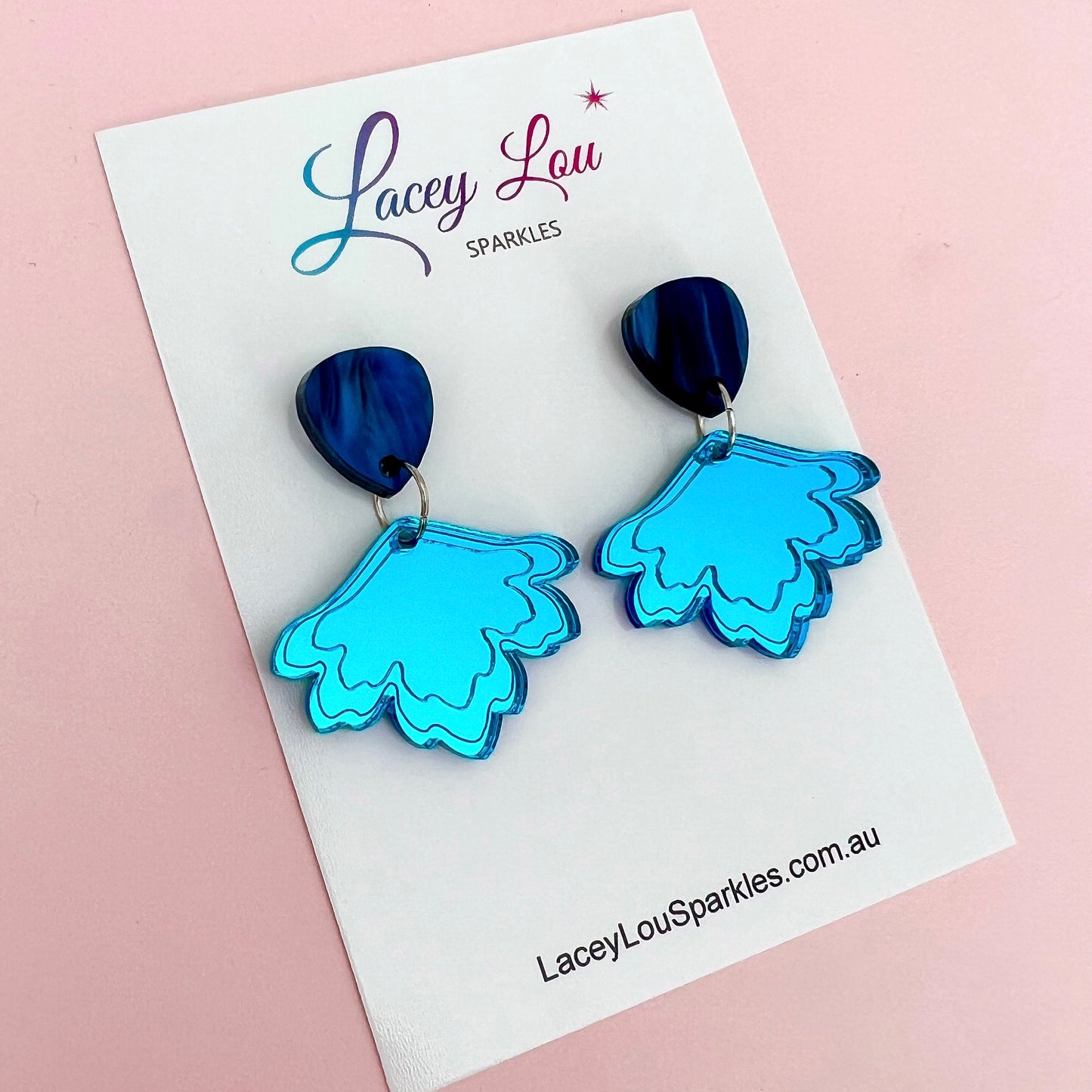 Blue Mirror Flower Dangles