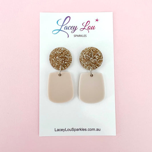 Small Beige Acrylic Dangle Earring