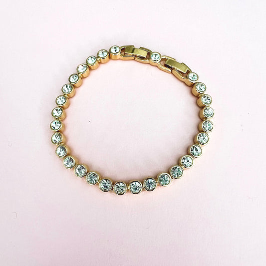 Gold Tennis Bracelet with Swarovski Crystals