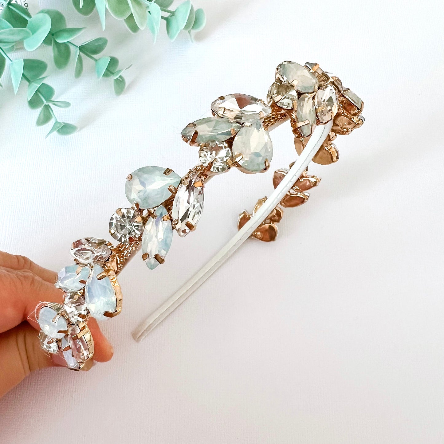 Frosted Rhinestone Christmas Headband (Gold)