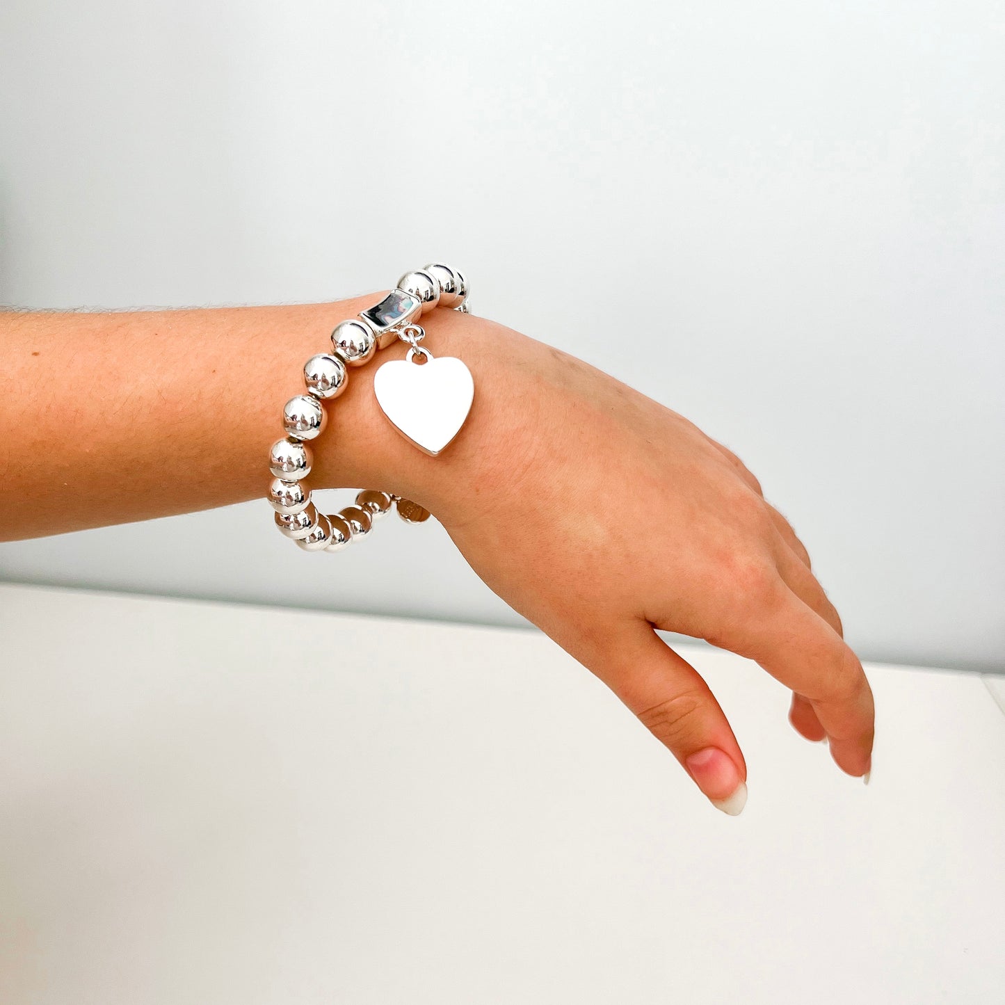 Jules Metal Bracelet with Double Heart Pendant