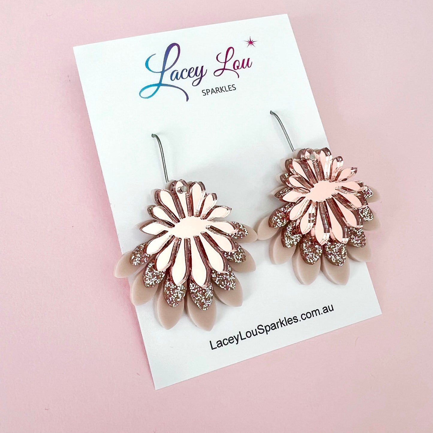 Large Flower Frill Statement Earrings - Neutral Acrylic Dangle