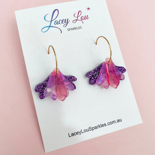 Layered Bloom Hoops - Purple