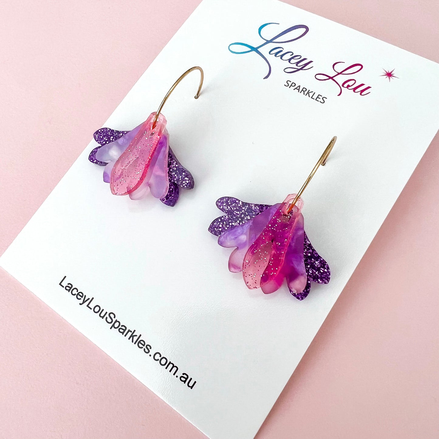 Layered Bloom Hoops - Purple