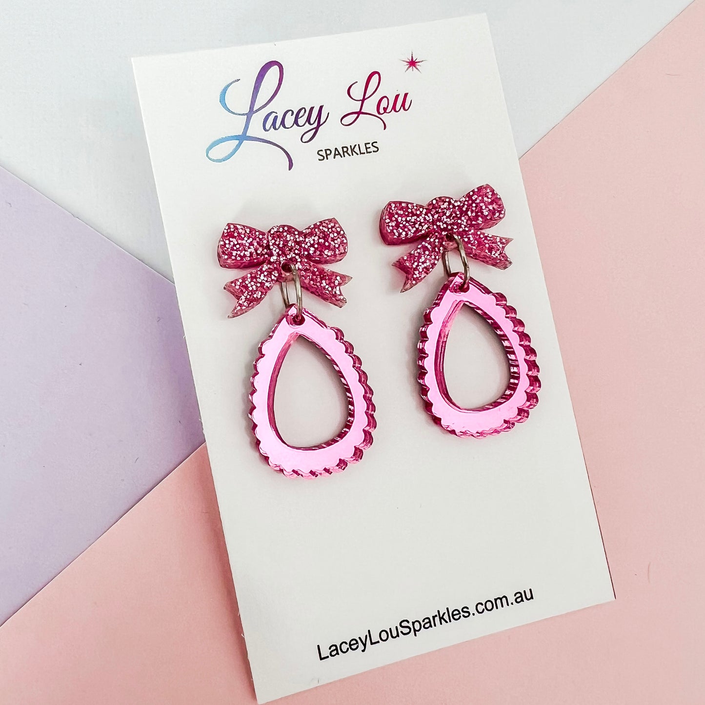 Small Pink Open Teardrop Acrylic Dangle