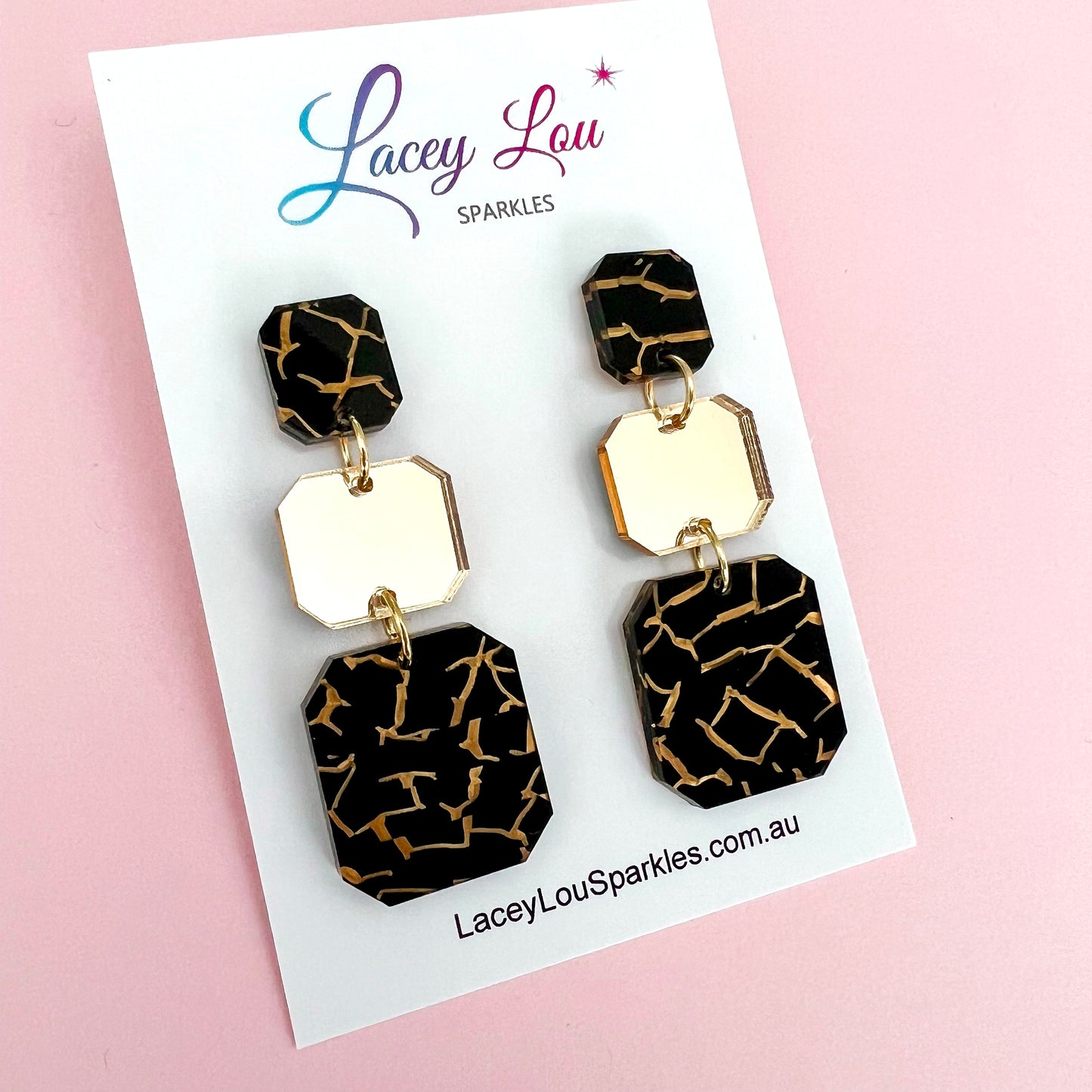 Black and Gold Tiger Statement Acrylic Dangle Earring