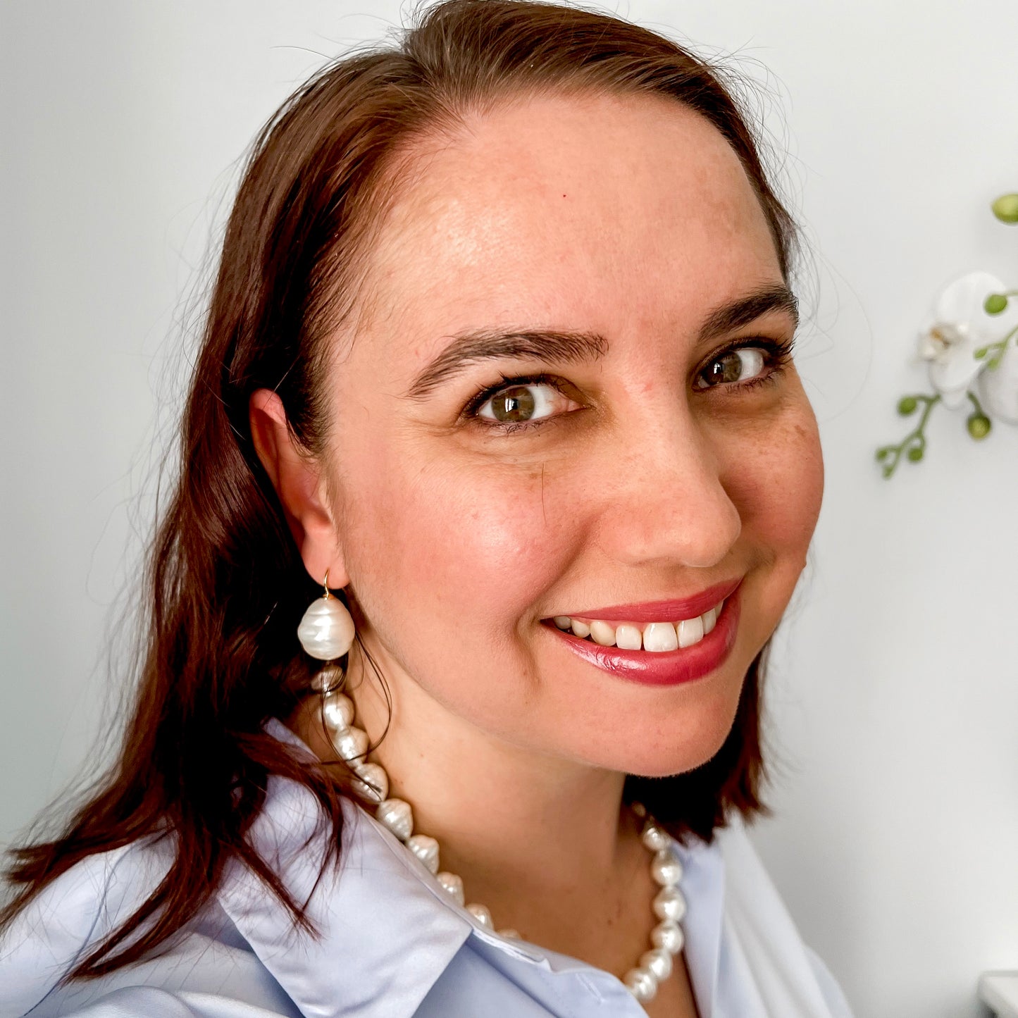 Large Spanish Pearl Earrings - Pale Pink / Rose Gold