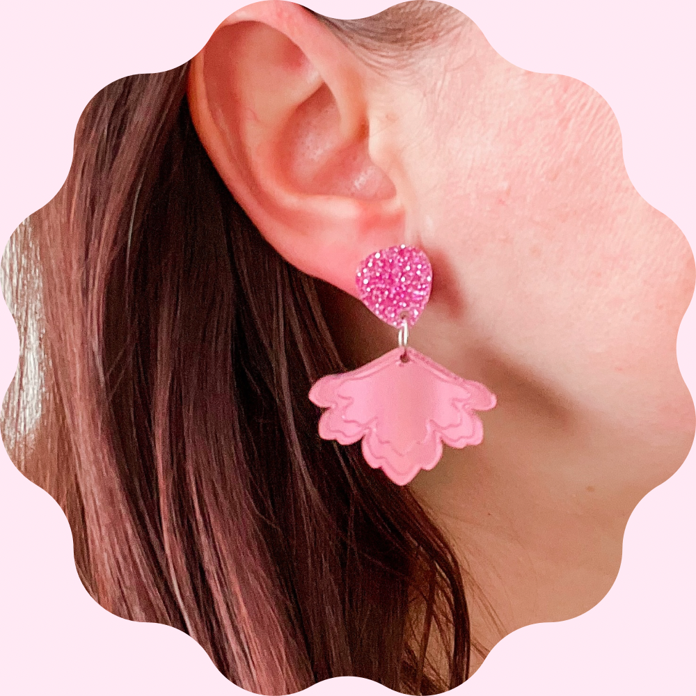 Blue Mirror Flower Dangles