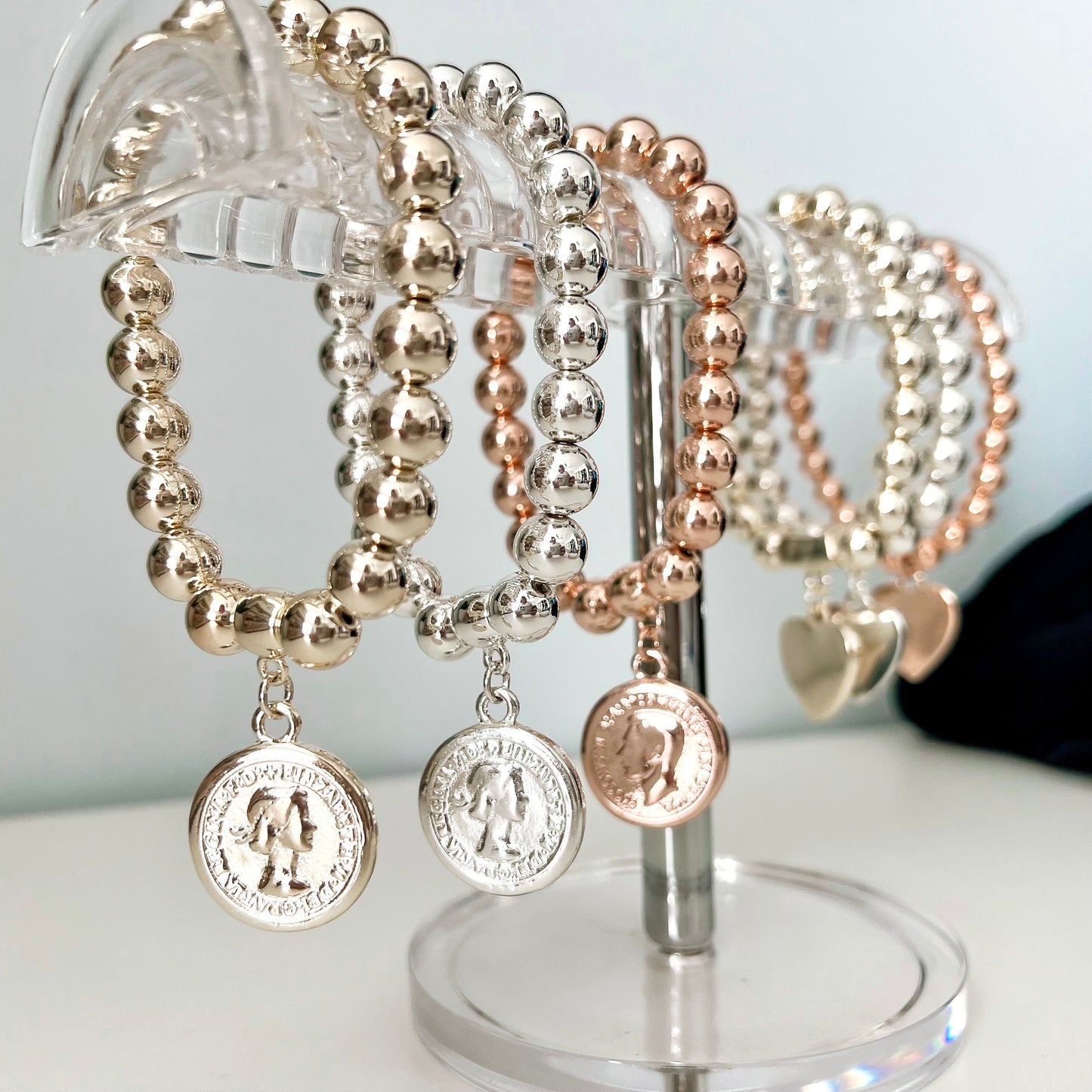 Melissa Stretchy Metal Bracelet with Coin Pendant