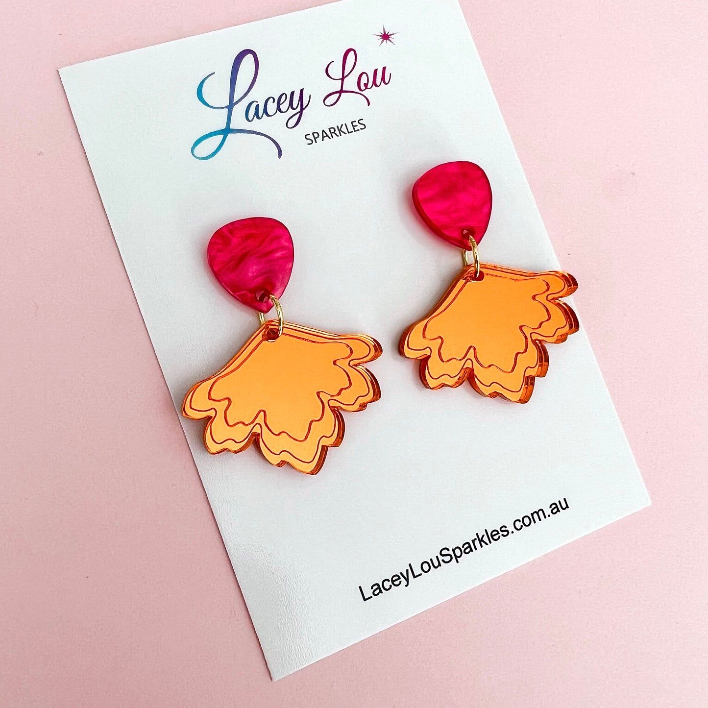 Orange Mirror Flower Dangles