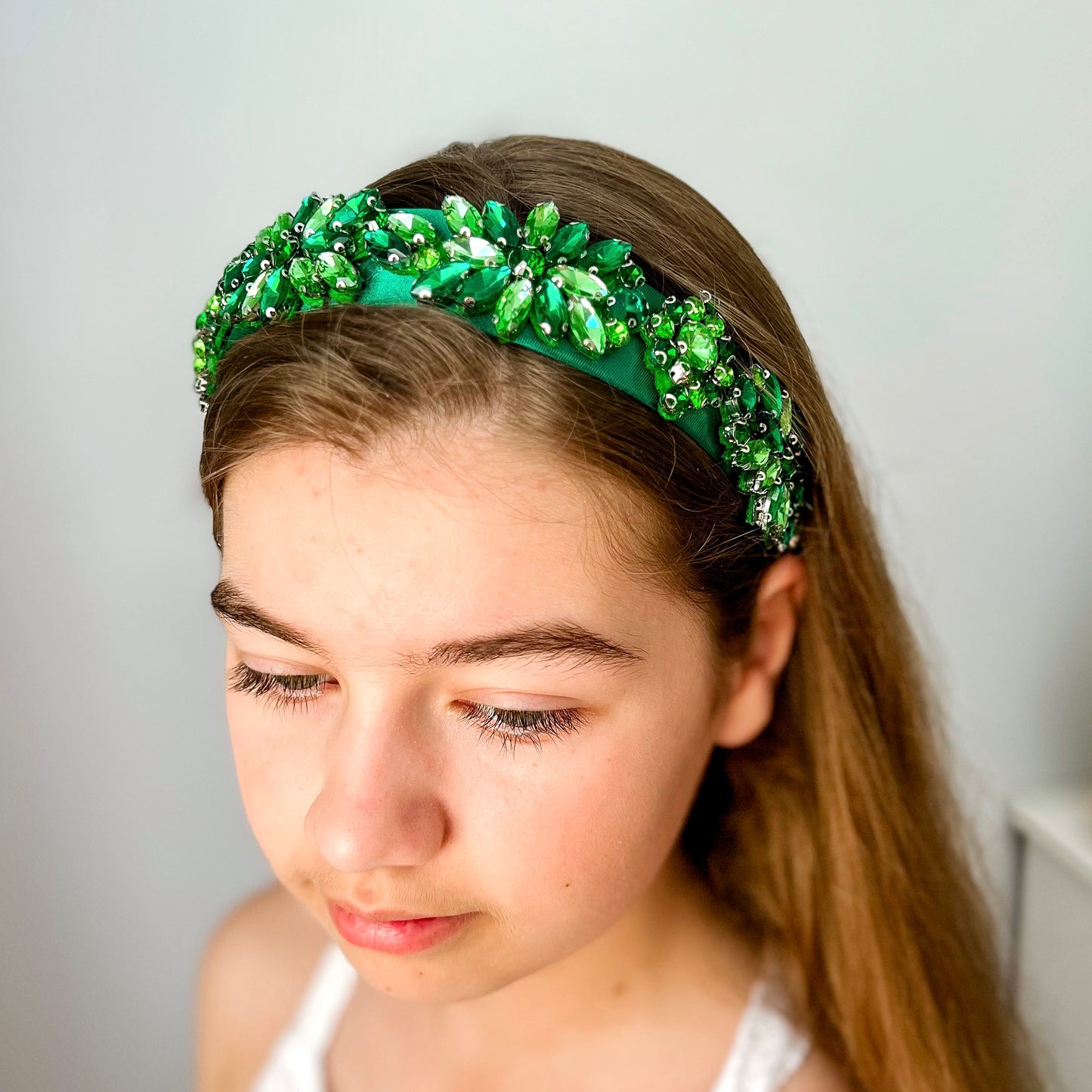 Green Jeweled Statement Christmas Headband
