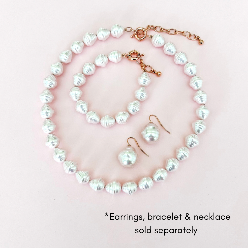 Large Spanish Pearl Earrings - Pale Pink / Rose Gold