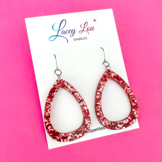 “Wendy” Rose Gold Teardrop Acrylic Dangle Earrings