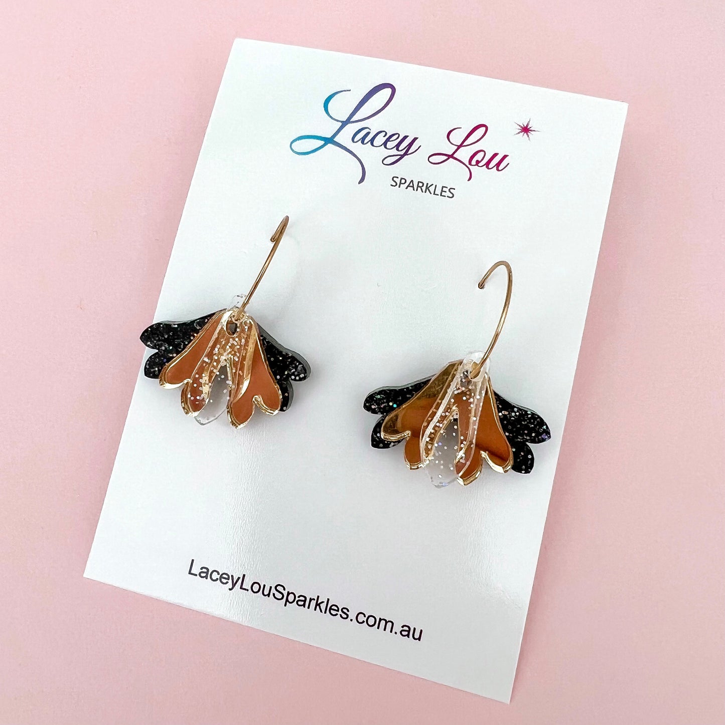 Layered Bloom Hoops - Gold & Black