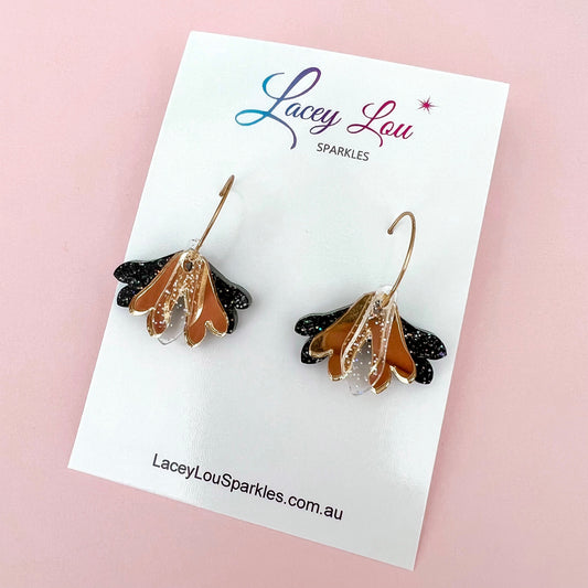 Layered Bloom Hoops - Gold & Black
