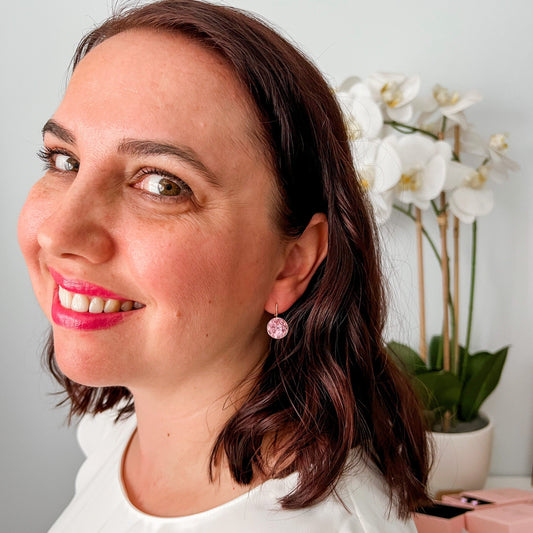 Crystal Bella Dangle Earrings - 13mm Clear (Rose Gold)