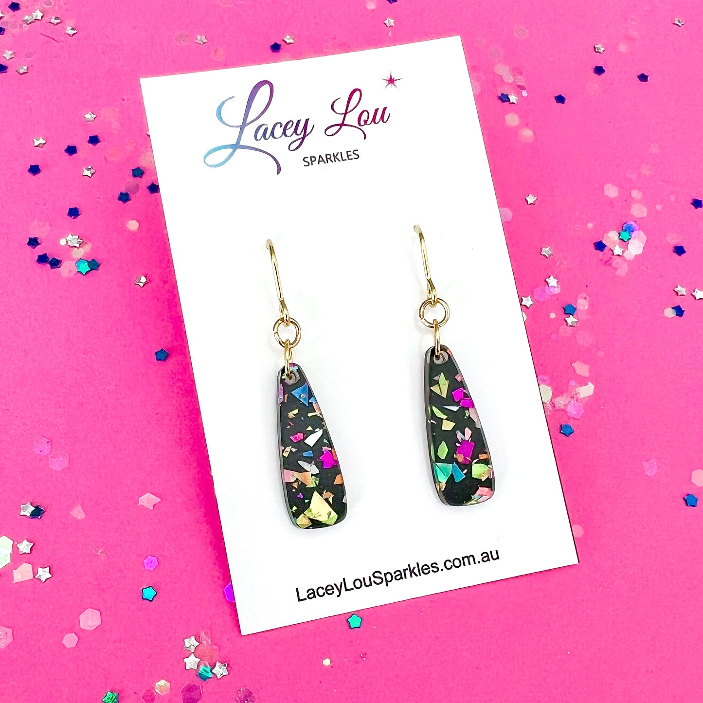 Black Baby Long Drop Dangle - Acrylic Earrings