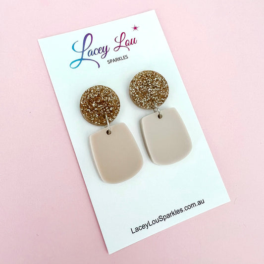 Small Beige Acrylic Dangle Earring