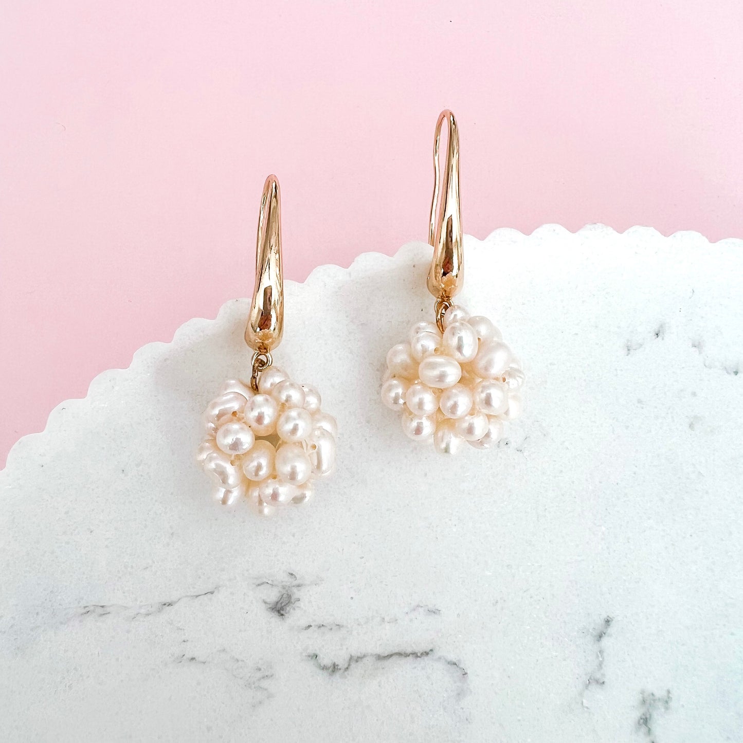 Freshwater Pearl Ball Drop Earrings