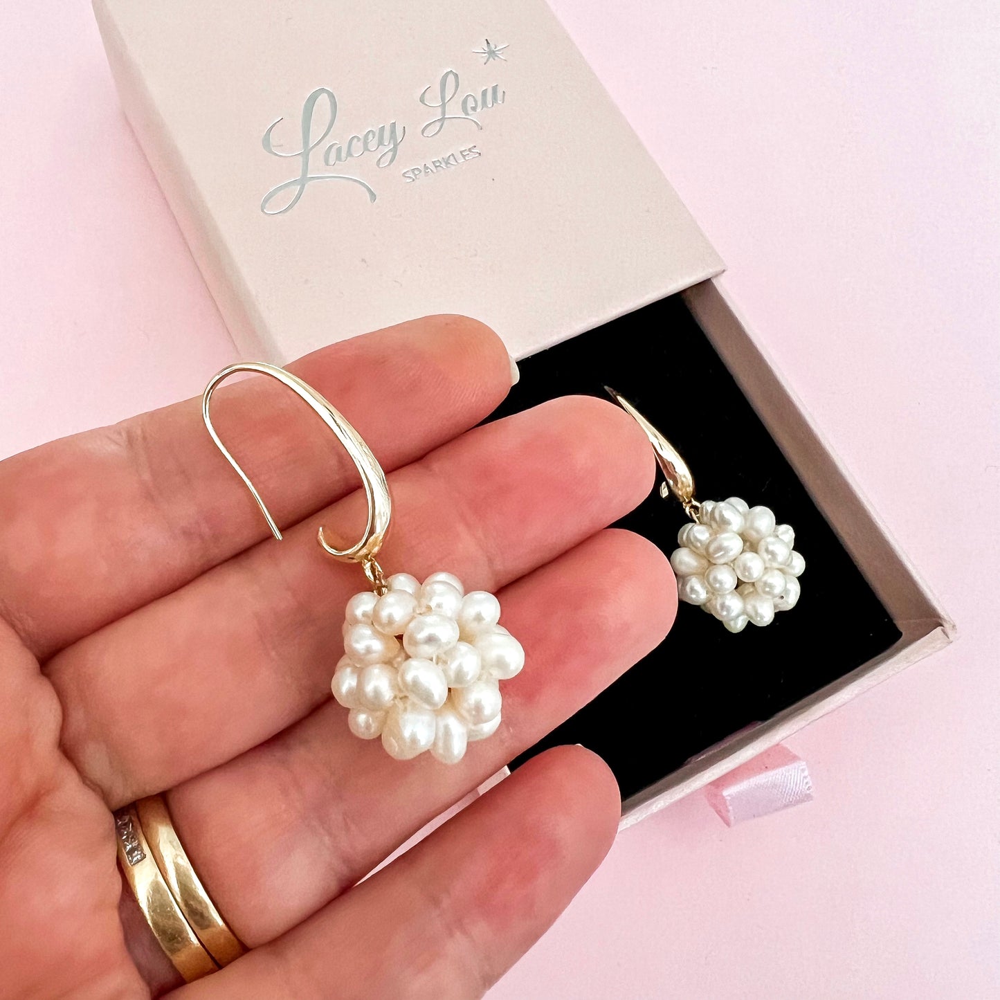 Freshwater Pearl Ball Drop Earrings