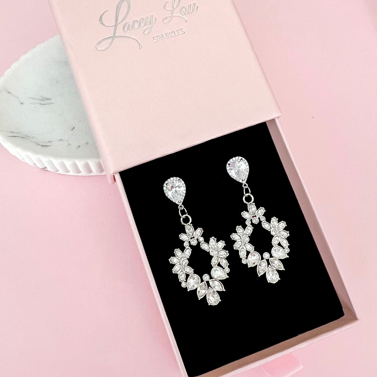 Regal Silver Bohemian Crystal Frill Earrings