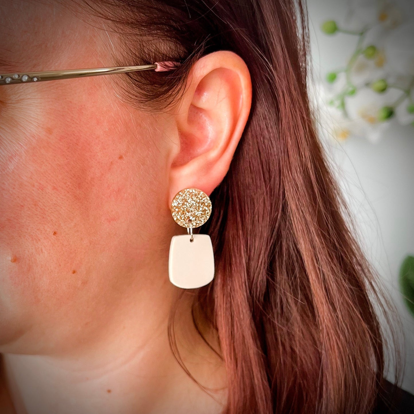 Small White Tiger Acrylic Dangle Earring