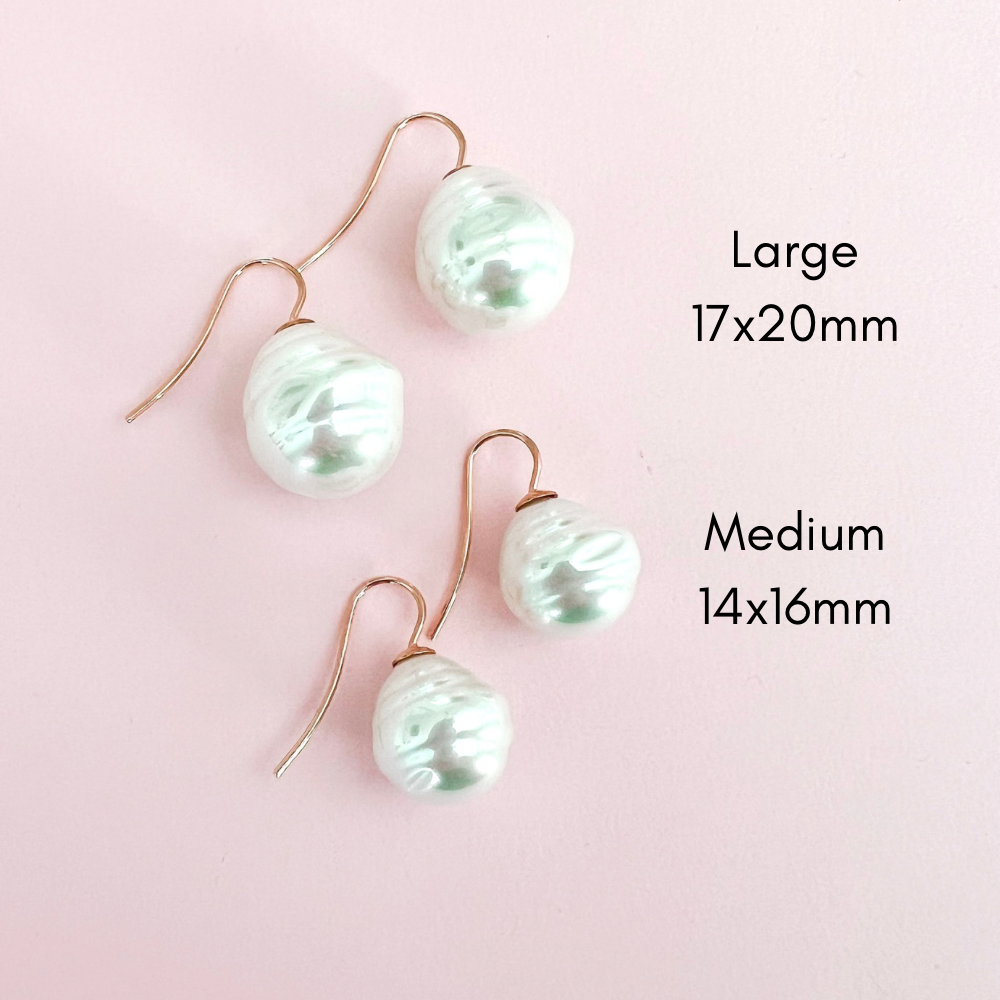 Large Spanish Pearl Earrings - Pale Pink / Rose Gold