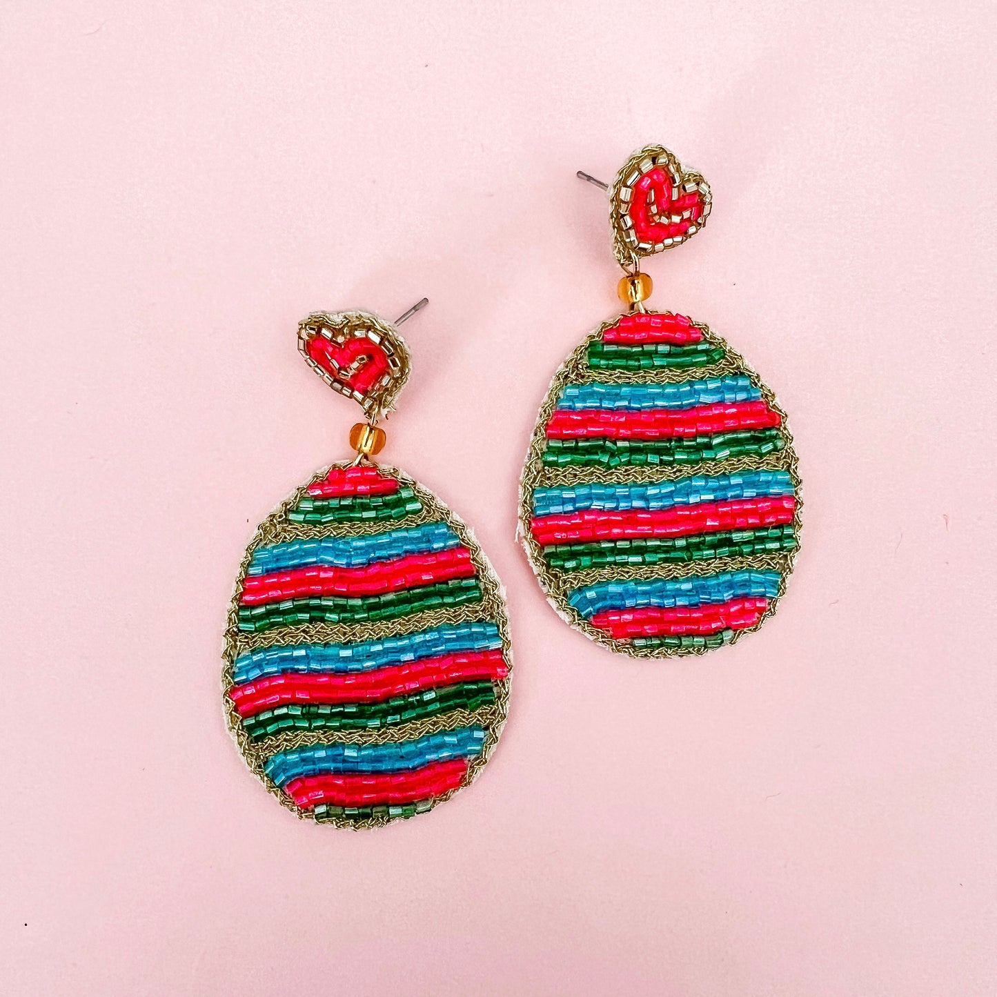Beaded Bright Easter Egg Earrings