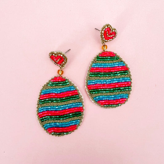 *CLEARANCE* Beaded Bright Easter Egg Earrings