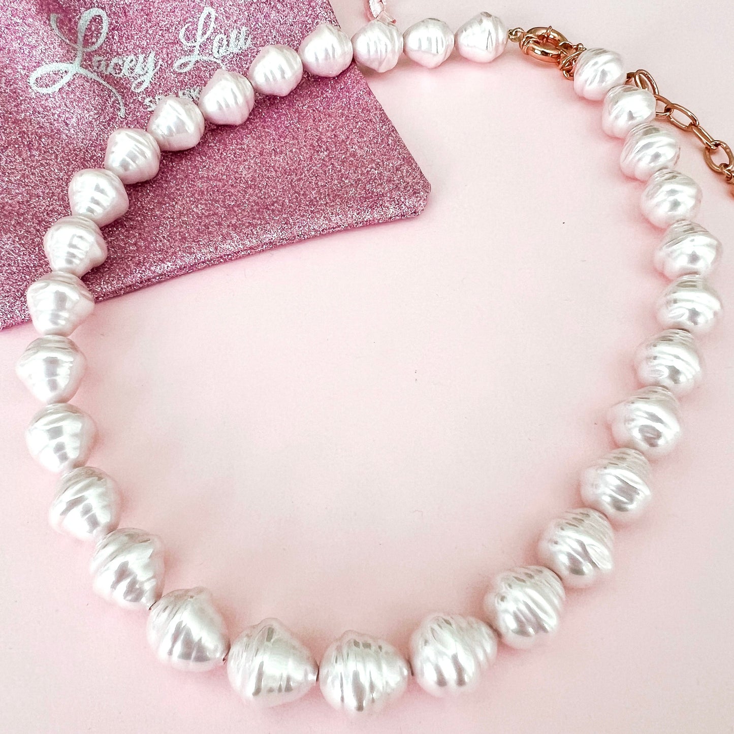 Spanish Pearl Necklace - Pale Pink / Rose Gold