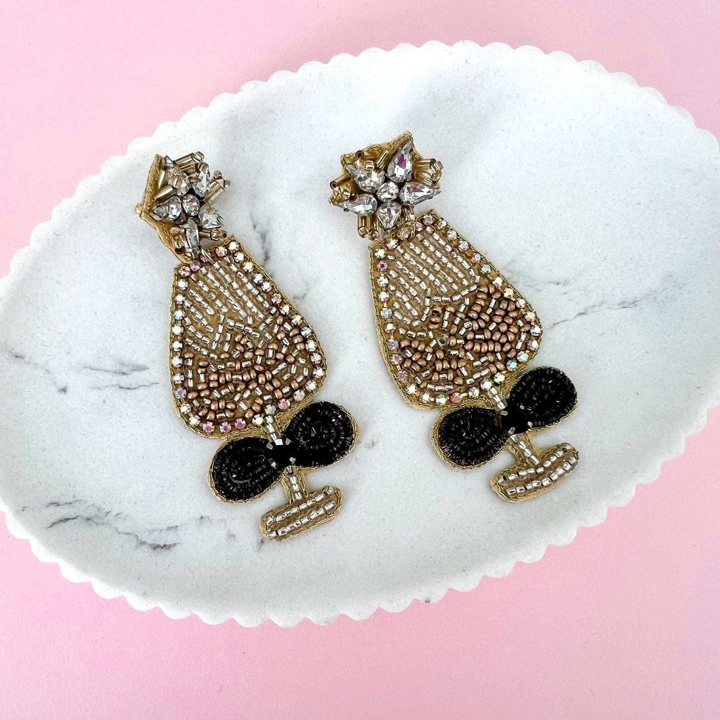 Gold Champagne Statement Dangle Earrings