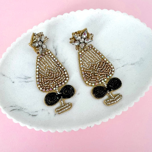 Gold Champagne Statement Dangle Earrings