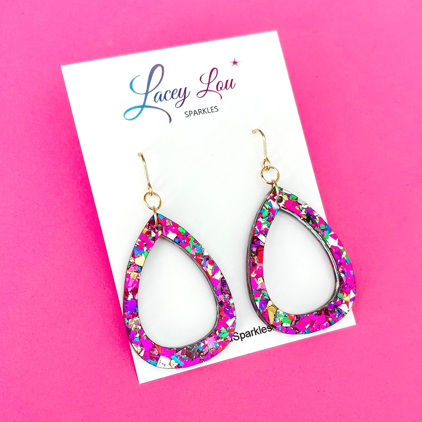“Wendy” Rainbow Teardrop Acrylic Dangle Earrings