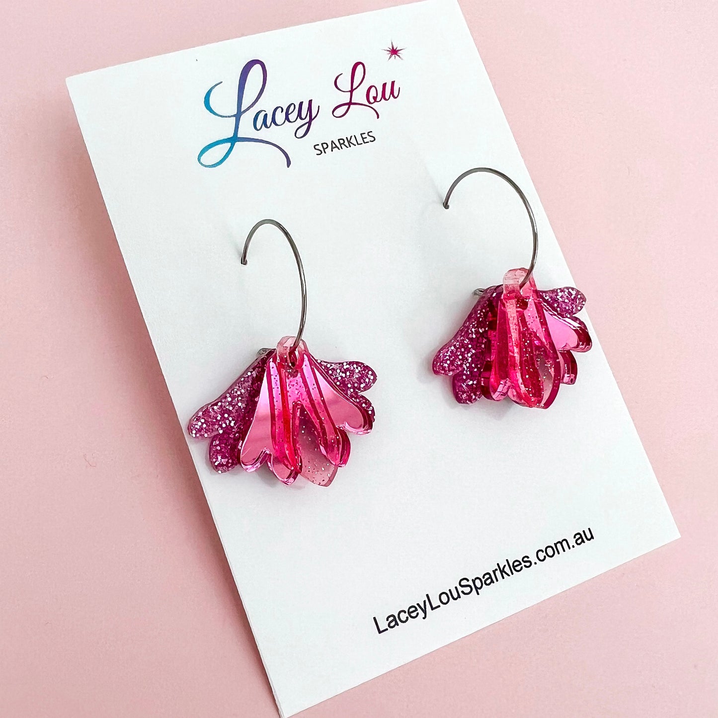 Layered Bloom Hoops - Pink
