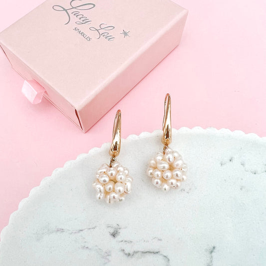 Freshwater Pearl Ball Drop Earrings