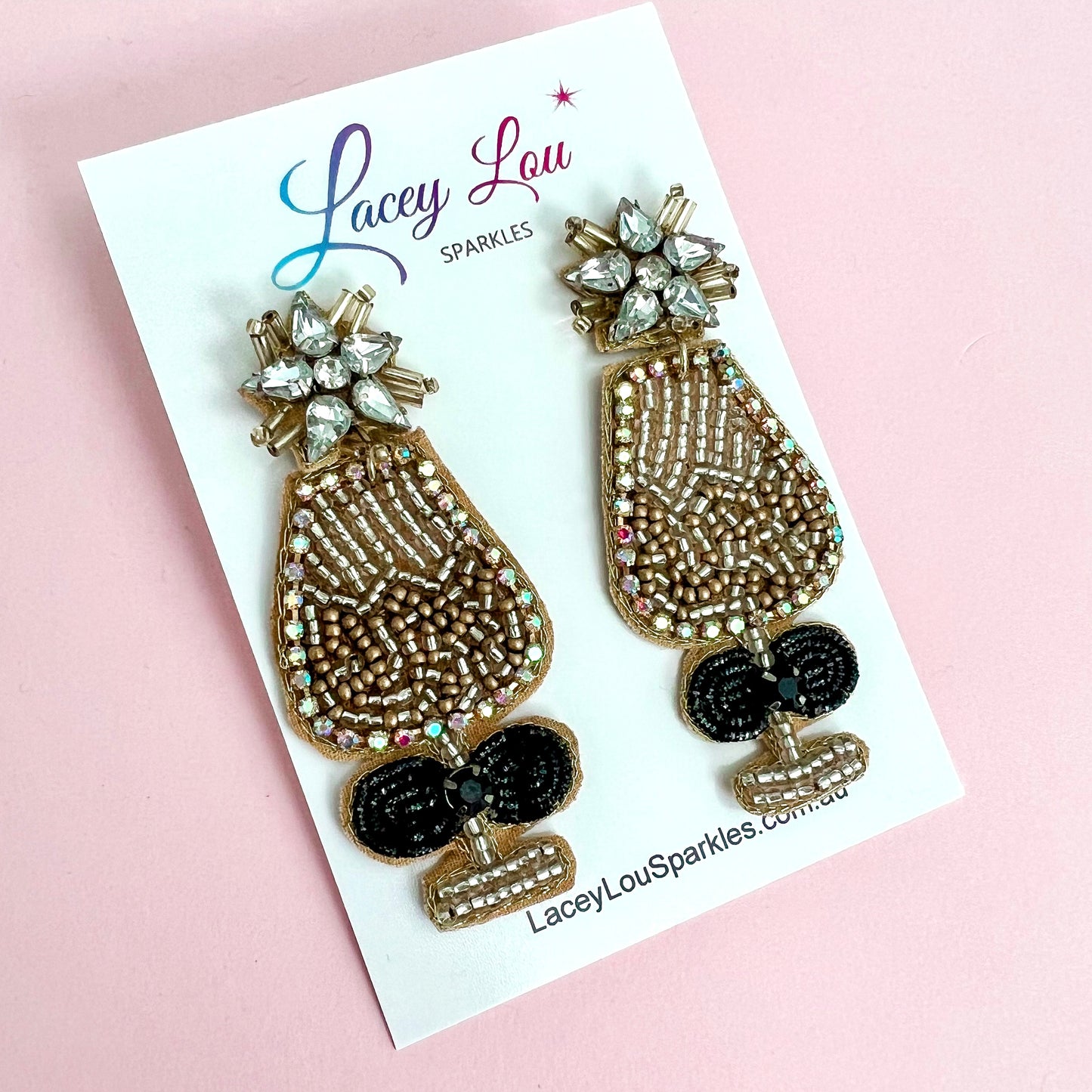 Gold Champagne Statement Dangle Earrings