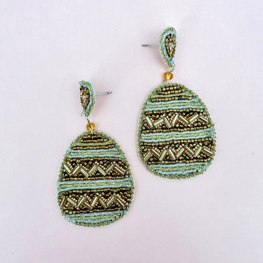 *ClEARANCE* Beaded Dark Gold Easter Egg Earrings