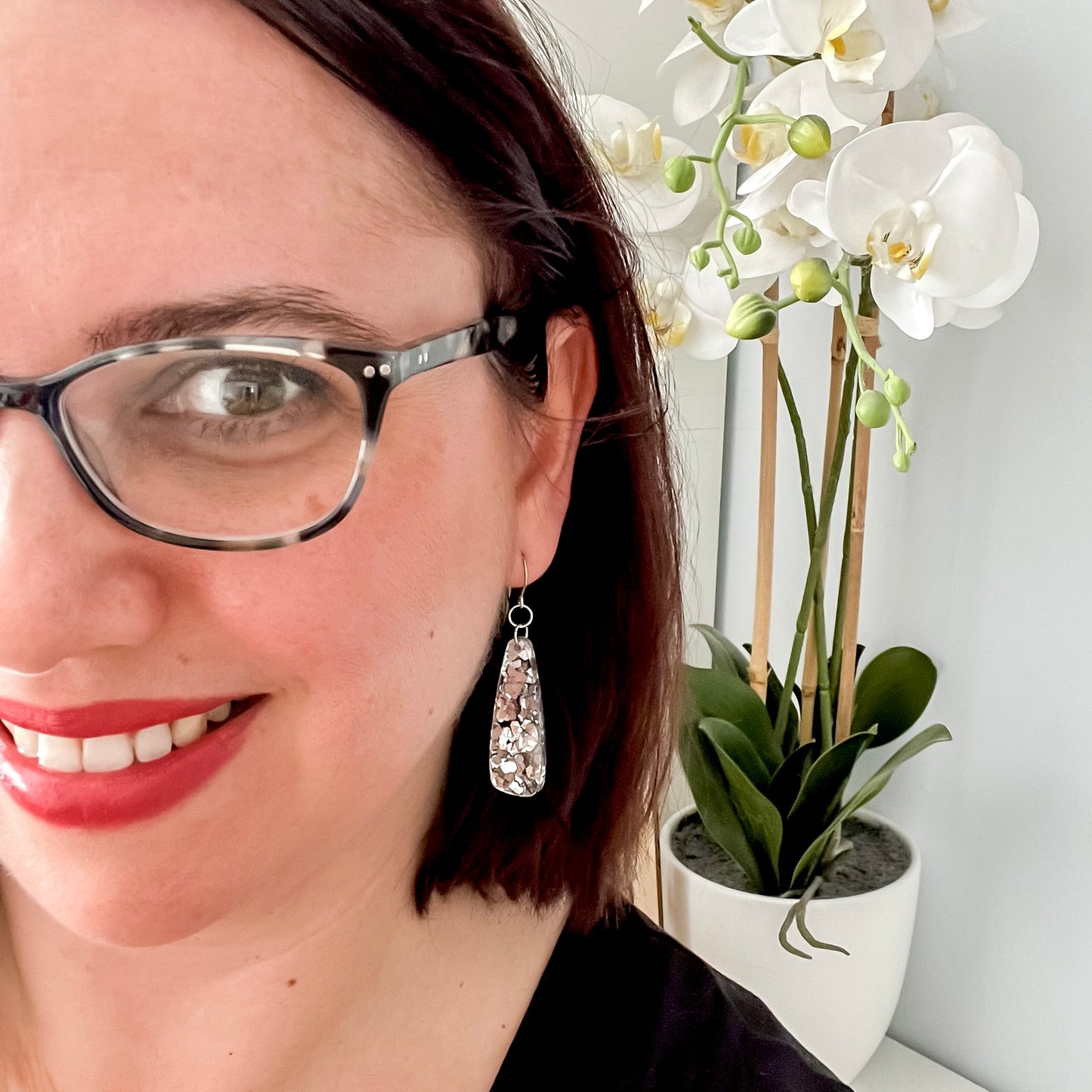 Black Long Drop Dangle - Acrylic Earrings