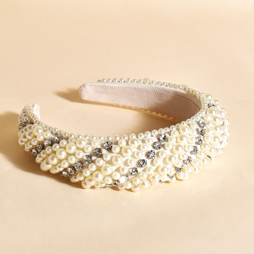 Faux Pearl Statement Headband - Cream