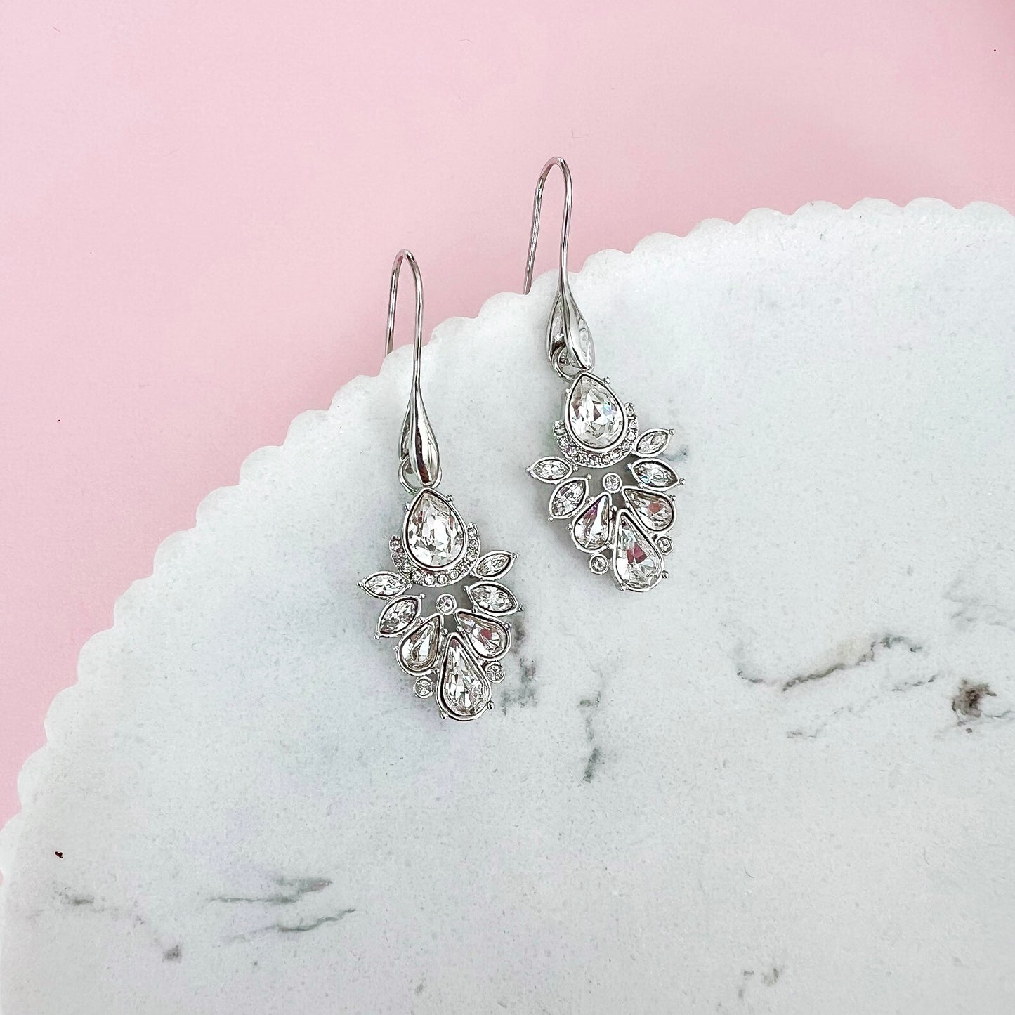 Emily Silver Bohemian Crystal Frill Earrings
