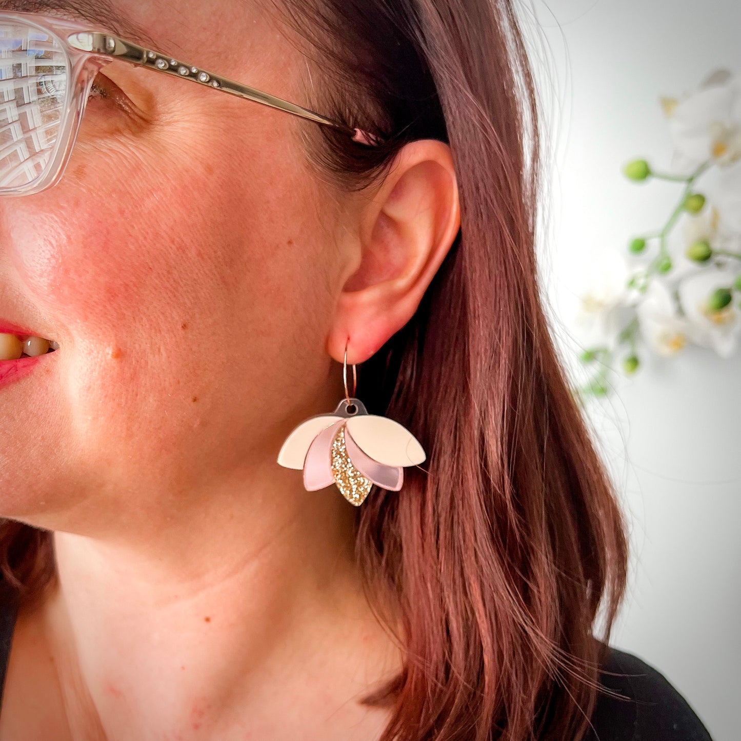 Neutral Bloom Acrylic Dangle Earring