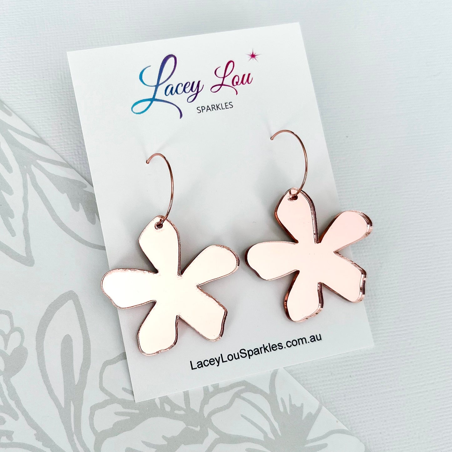 *CLEARANCE* Medium Rose Gold Mirror Flower Earring